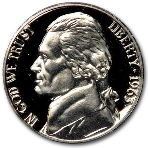 1963 Jefferson Nickel Gem Proof 1963 Jefferson Nickel Gem Proof
